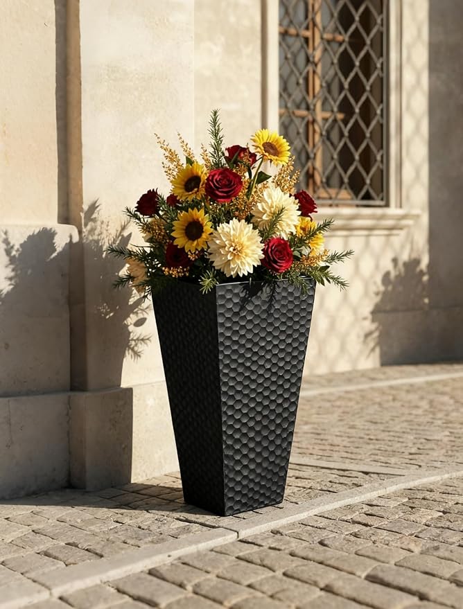 Sziqiqi Tall Planter for Indoor Outdoor: Set of 2 Large 21.6in Metal Taper - Image 2