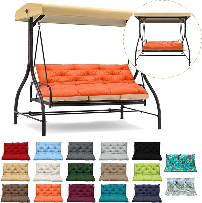 Waterproof Porch Swing Cushion Replacement, 2–3 Seat Swing Seat Cushion by RUFXIEZW
