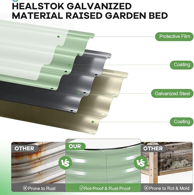 Galvanized Raised Garden Bed Outdoor, Rust-Resistant Garden Planter Box - Image 2