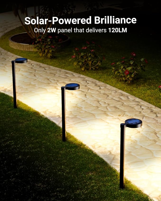 Sunco 6 Pack 2W LED Solar Pathway Walkway Backyard Garden Patio Residential - Image 2
