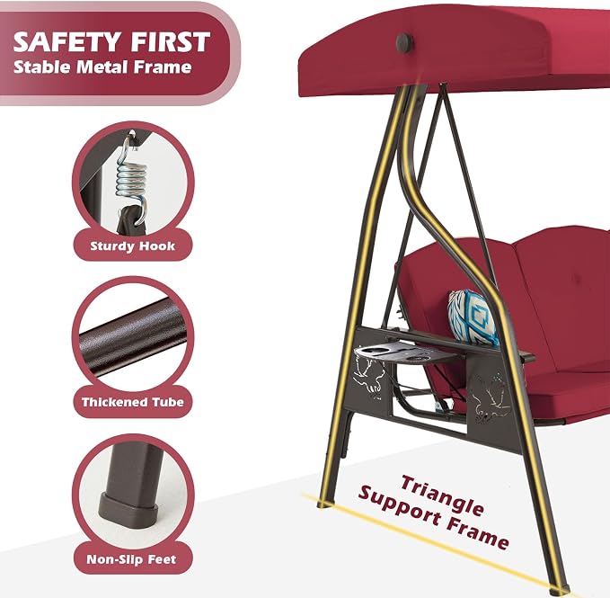 3-Seat Outdoor Porch Swing - Image 3