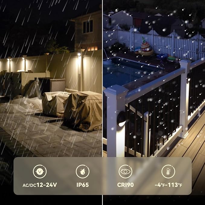 LEONLITE 12-Pack Update 5CCT LED Low Voltage Deck Lights, 180LM 3.74inch - Image 5