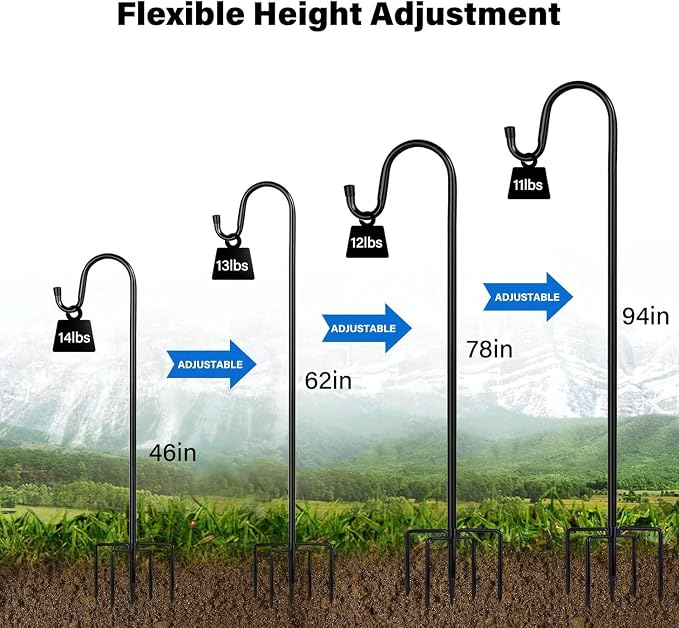 Shepherd Hooks for Outdoor, 1 Pack 94 Inch Bird Feeder Pole - Image 3