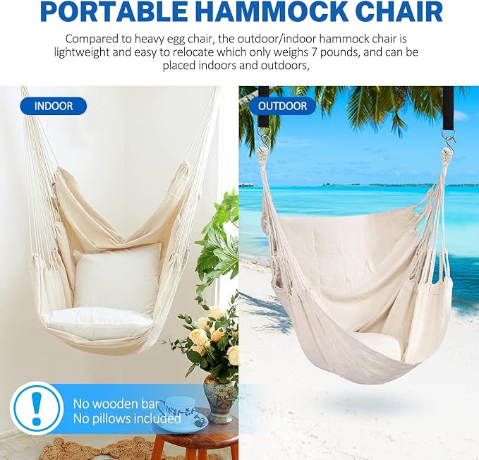 KPX Ourdoor Hanging Hammock Chair – Comfortable Tree Swing Chair Large Size - Image 4