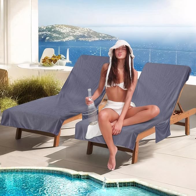 Super Soft & Thick Lounge Chair Towel Cover, Chaise Lounge Cover - Image 6
