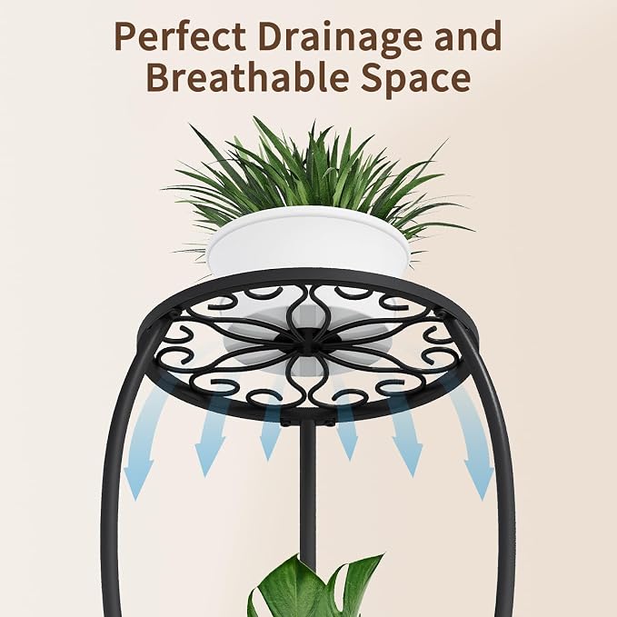 Plant Stand Indoor Outdoor, 2 Tier Metal Tall Plant Stand, Flower Pot Stand - Image 7