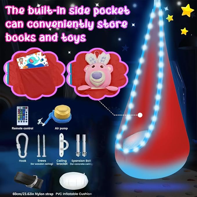 Light Up Swing Chair Hammock Chair Indoor Outdoor - Image 2