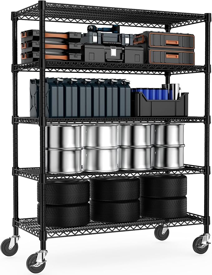 53" W Garage Shelving 5 Tier Industrial 2200LBS Metal Shelving Units by MEIGAOPLASTICANDMETALHKCOLIMITED