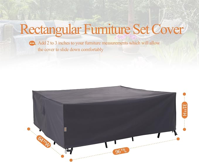 WJ-X3 Heavy-Duty Patio Furniture Cover, Waterproof & Windproof Outdoor - Image 7