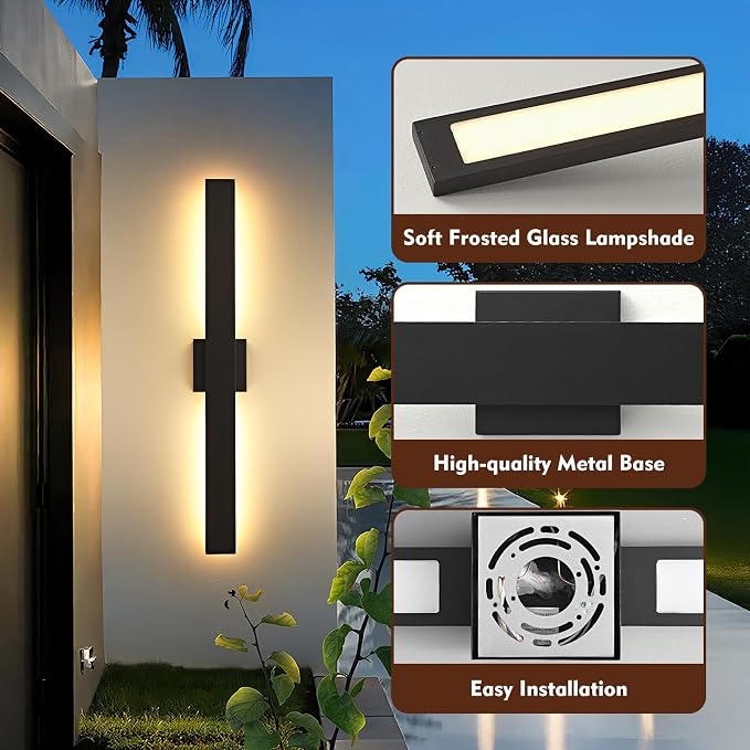 Black Long Outdoor Wall Lights Modern Exterior Lighting Fixtures 31.5 Inch - Image 5