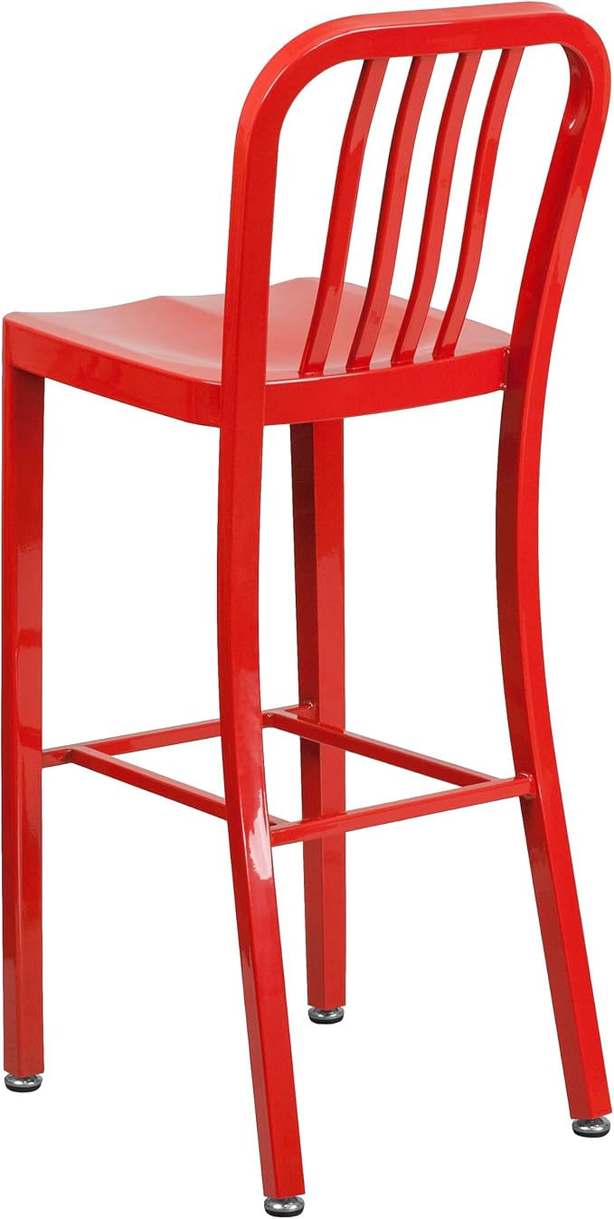 Flash Furniture Gael Commercial Grade 2 Pack 30" High Red Metal Indoor-Outdoor - Image 8