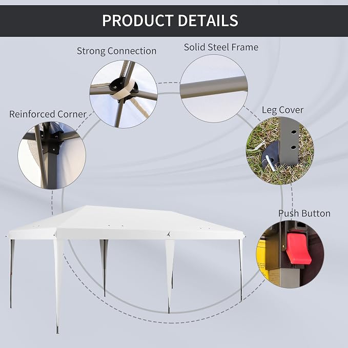 Outsunny 10' x 19.2' Pop Up Canopy Tent, Heavy Duty Tent - Image 4