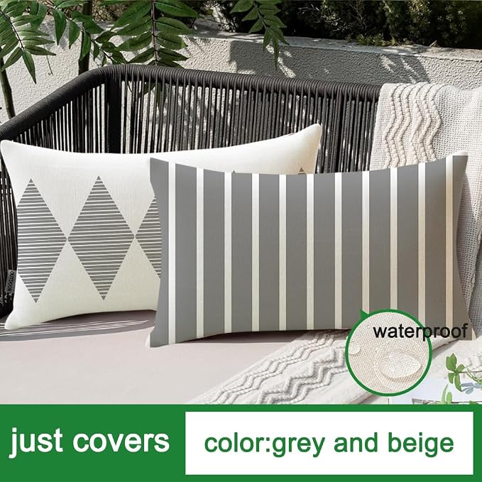 RABUSOFA Outdoor Pillows Covers 12x20 inch Waterproof - Image 5