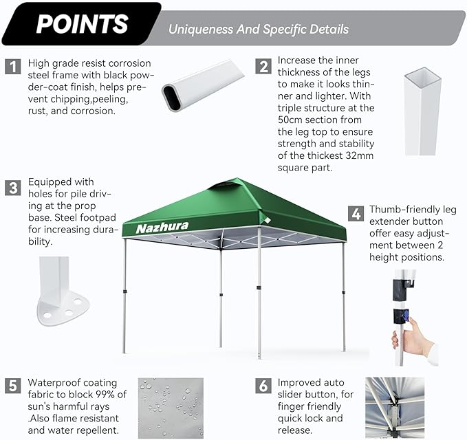 Nazhura 10' x 10' Pop Up Canopy Tent - Image 5