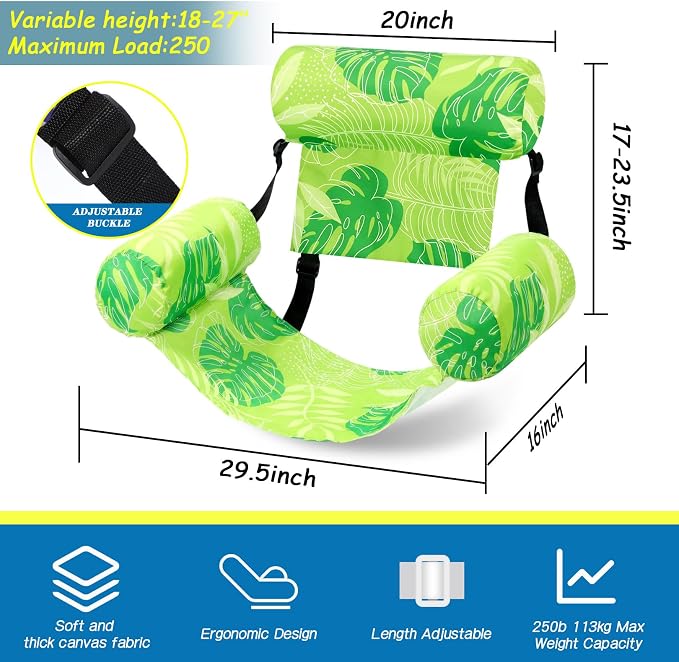 2 Pack Inflatable Pool Float for Adult Adjustable Hammock Float Chair Fabric - Image 2