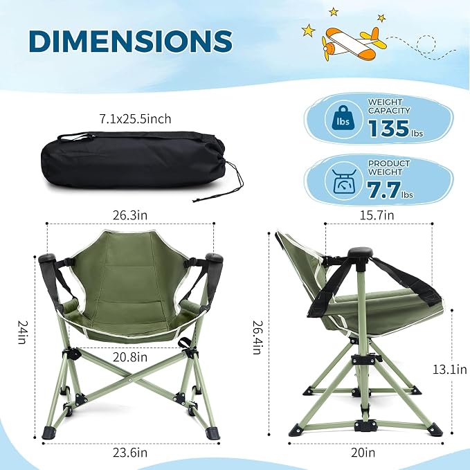 Kids Hammock Chair, Adjustable Kids Camping Chair, Folding Chair - Image 2