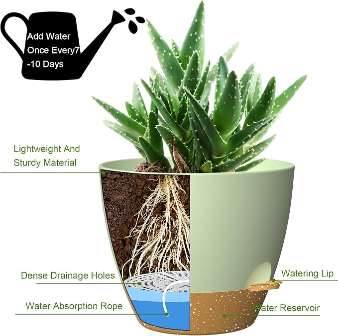 12 Inch Large Self Watering Pots, Flower Pots - Image 3