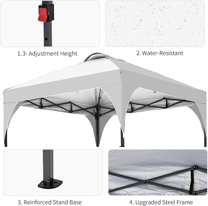 GDY 10x10 Easy Set Up Camping Canopy, Pop Up Tent - Image 4