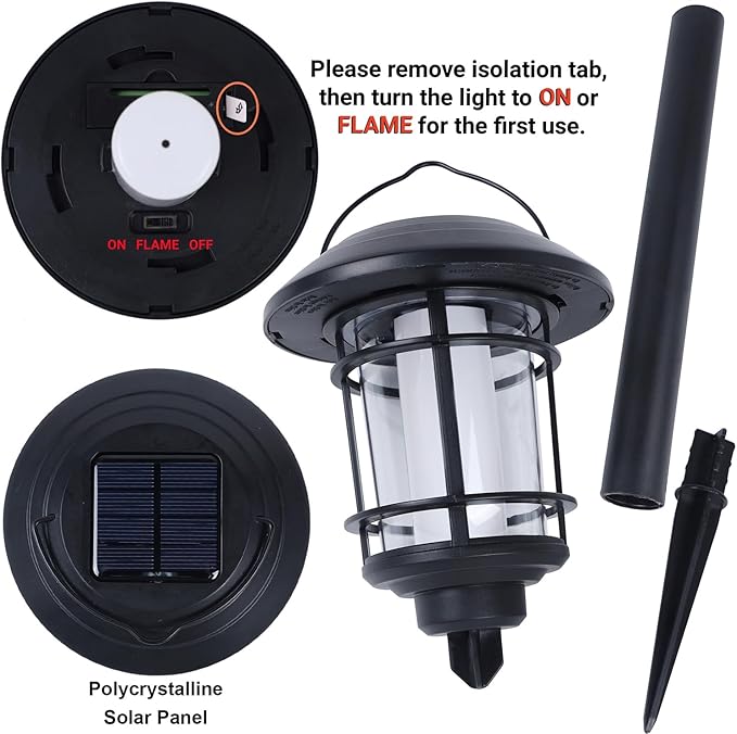 Dynaming 6 Pack Solar Flame Torch Lights Outdoor, Halloween Dual Use Flickering - Image 4