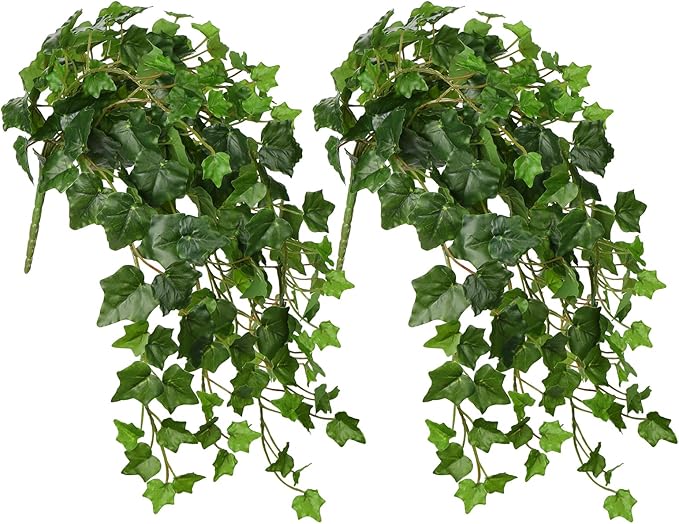 Hollyone 2pcs Artificial Hanging Plants 24" Fake Ivy Vine Faux Ivy Leaves by Hollyone