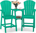 Ciokea Tall Adirondack Chairs Set of 2, HDPE Outdoor Adirondack Bar Stools by CIOKEA