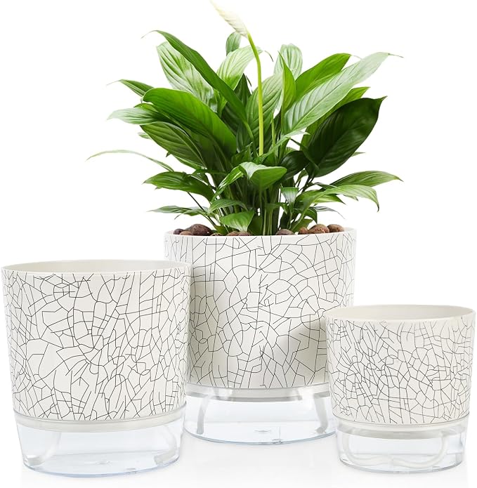 Self Watering Pots for Indoor Plants, 6 & 5 & 4 Inch Stylish Flower Pots - Image 9