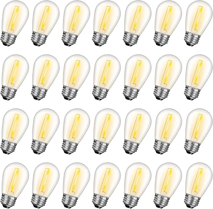 28 Pack S14 Bulbs for Outdoor String Lights, Shatterproof LED Replacement Bulbs by GvvooHome