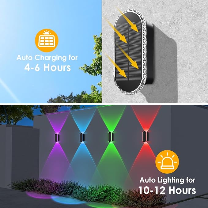 8PK Solar Fence Lights Outdoor - Image 3