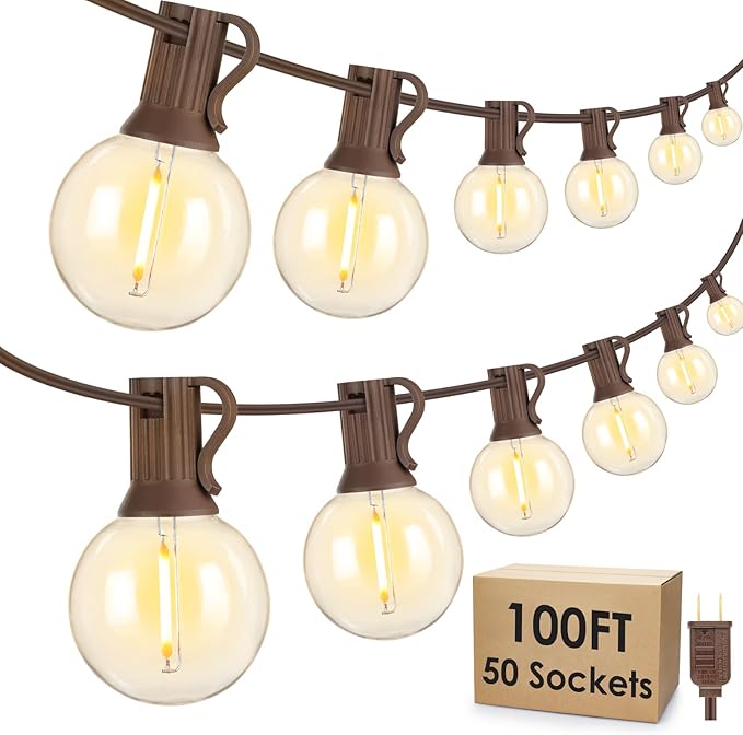 Mlambert 100Ft LED Outdoor String Lights, Dimmable G40 Globe Patio Lights by Mlambert