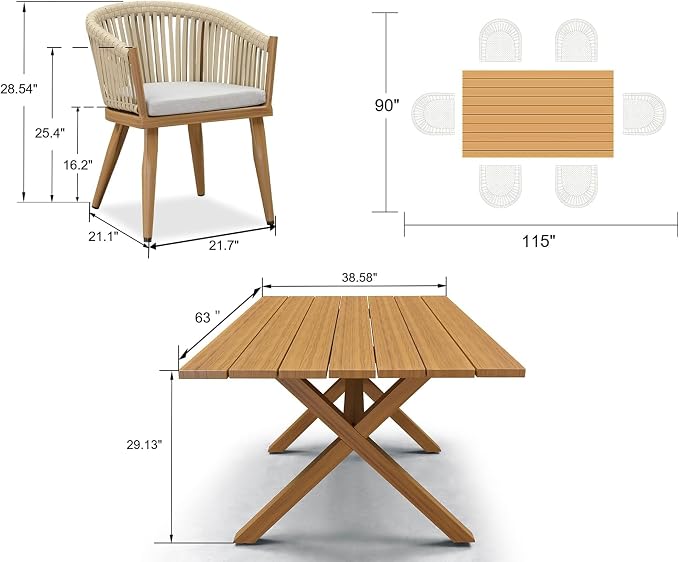 PURPLE LEAF 7 Pieces Outdoor Dining Set - Image 8
