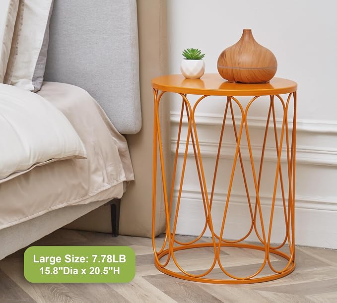 HFHOME Set of 3 Metal Outdoor Side Table, Nesting Round Coffee Table - Image 3