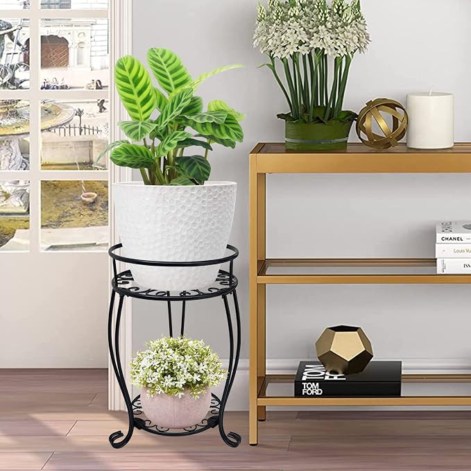 CASIMR 2-Pack Plant Stand, 2 Tier 19.2 inch Tall Metal Potted Holder Rack - Image 3