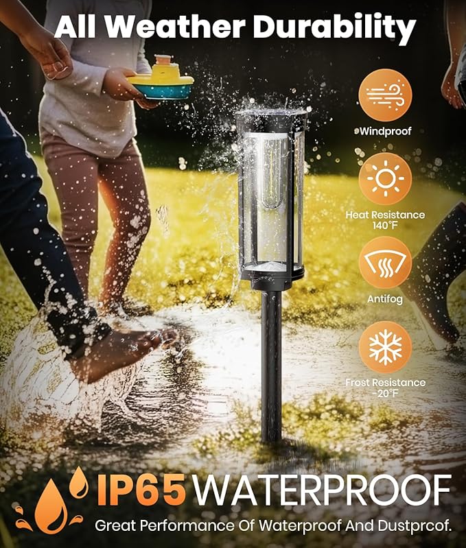 Solar Pathway Lights Outdoor, 6 Pack Solar Lights Outdoor, IP65 Waterproof Auto - Image 5