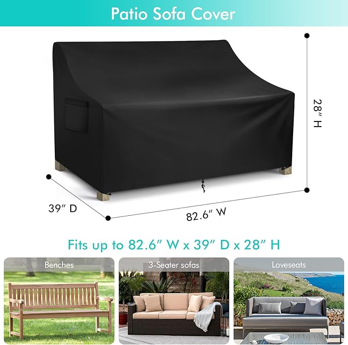 WLEAFJ Patio Sofa Cover Waterproof, 3-Seater Outdoor Sofa, Heavy Duty Deep - Image 2
