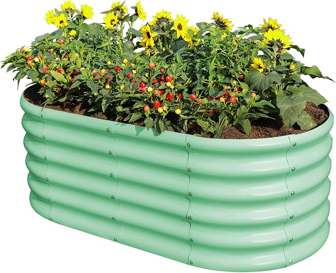 Land Guard 18“ Tall 4×2ft Galvanized Raised Garden Bed Kit, Galvanized Planter by LandGuard