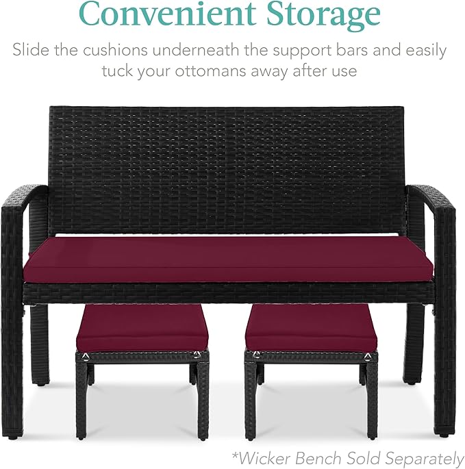 Best Choice Products Set of 2 Wicker Ottomans, Additional Seating, Side Table - Image 5