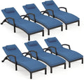 HOMREST Chaise Lounge Chairs Set of 6, PE Rattan Wicker Patio Lounge Chair by HOMREST
