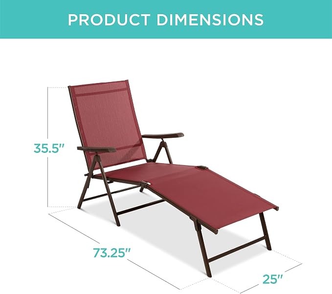 Best Choice Products Set of 2 Outdoor Patio Chaise Lounge Chair Adjustable - Image 2
