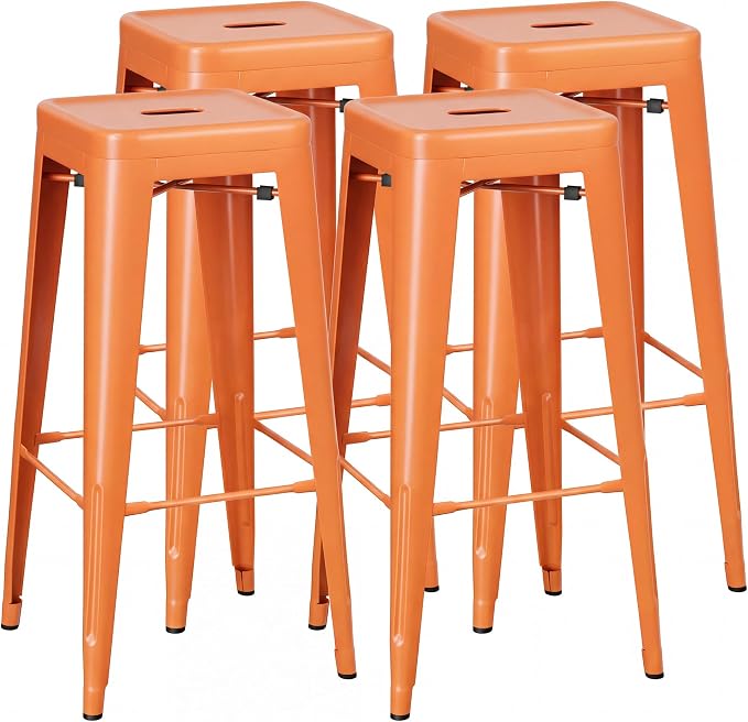 Shahoo 30 Inches Metal Bar Stools Counter Height Stackable Backless Stools by BuynowfromShahoo
