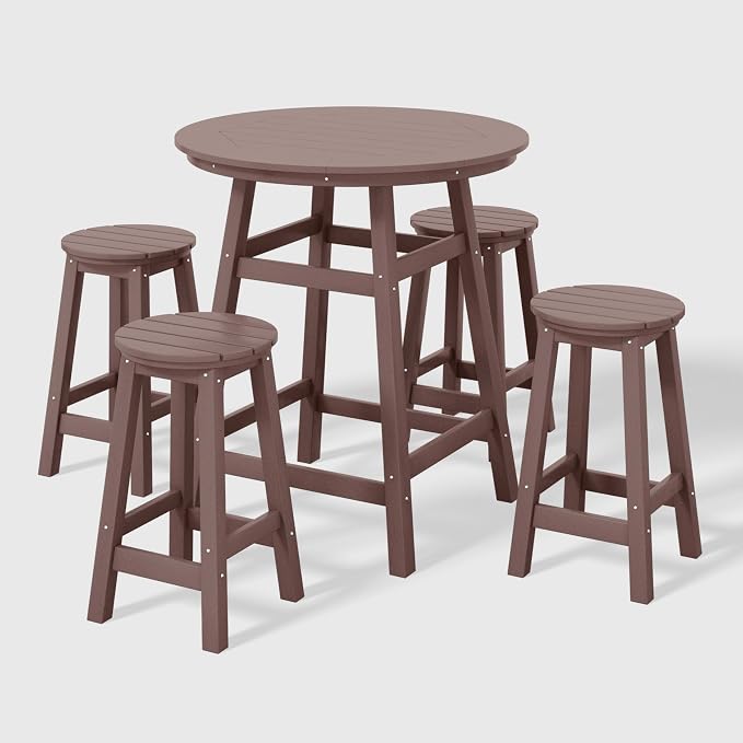 WestinTrends Malibu 5-Piece HDPE Outdoor Patio Dining Bar Bistro Table Set by WestinTrends