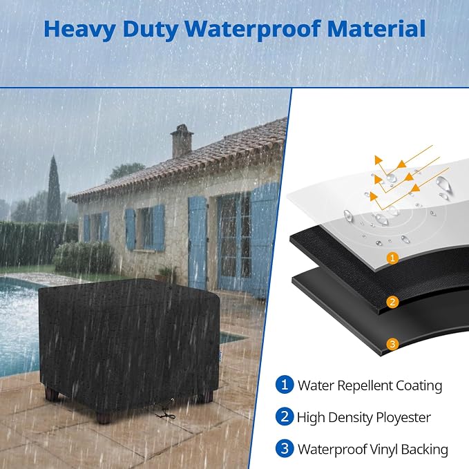 SunPatio Outdoor Ottoman Cover, Waterproof Square Coffee Table Cover, Patio - Image 3