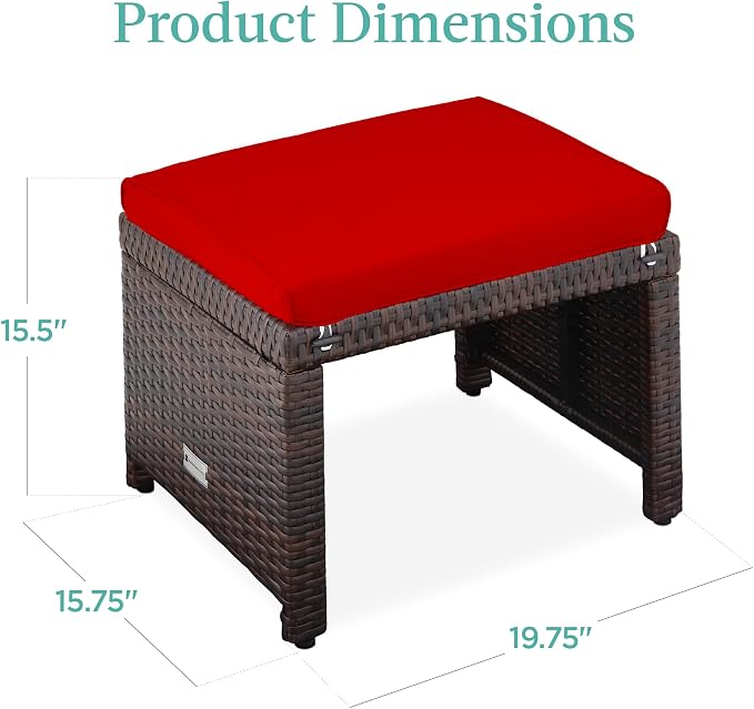 Best Choice Products Set of 2 Wicker Ottomans, Additional Seating, Side Table - Image 7