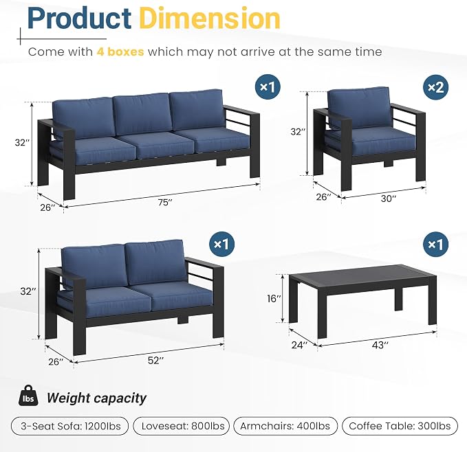 Wisteria Lane Aluminum Patio Furniture Set - Image 2