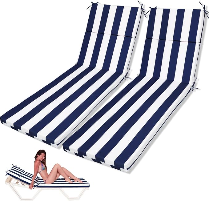 2 Pcs Indoor Outdoor Chaise Lounge Cushions Sponge Bench Outdoor Furniture by SmoothNovelty