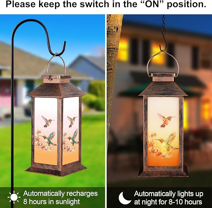 Solar Lantern Outdoor Waterproof Hummingbird Garden Decor Birthday Gifts - Image 6