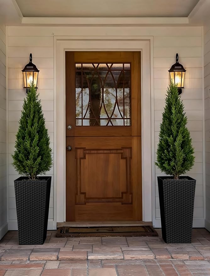 Sziqiqi Tall Planter for Indoor Outdoor: Set of 2 Large 21.6in Metal Taper - Image 3