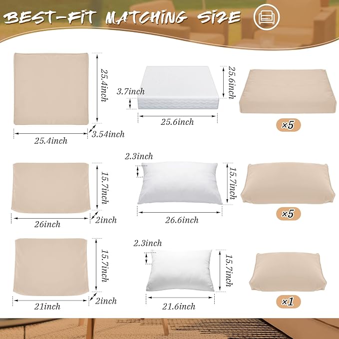 Patelai 11 Pcs Waterproof Patio Cushion Covers - Image 2