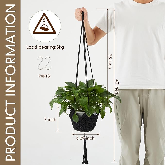 Shappy 2 Pack Jute Crochet Long Plant Hanger - Image 2