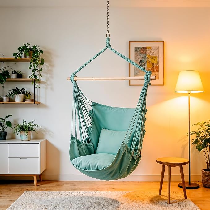 Athena Collection Hammock Chair Hanging Rope Swing Chair - Image 5