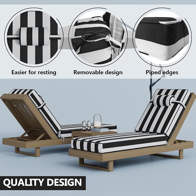 72 x 21 x 4 Inch Olefin Chaise Lounge Cushions, Lounge Chair Cushions - Image 6